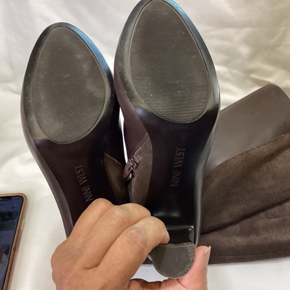 NINE WEST BROWN LEATHER / SUEDE KNEE HIGH BOOTS SZ 6.5 EUC $149 - Picture 11 of 12